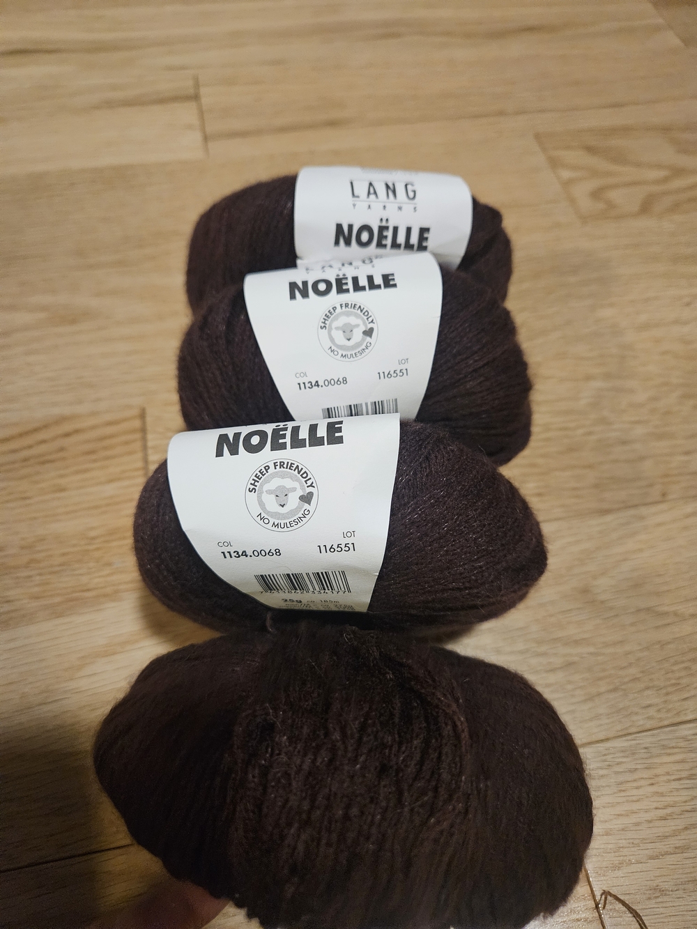 Noëlle Lang Yarn - Deep Chocolate Brown Skeins